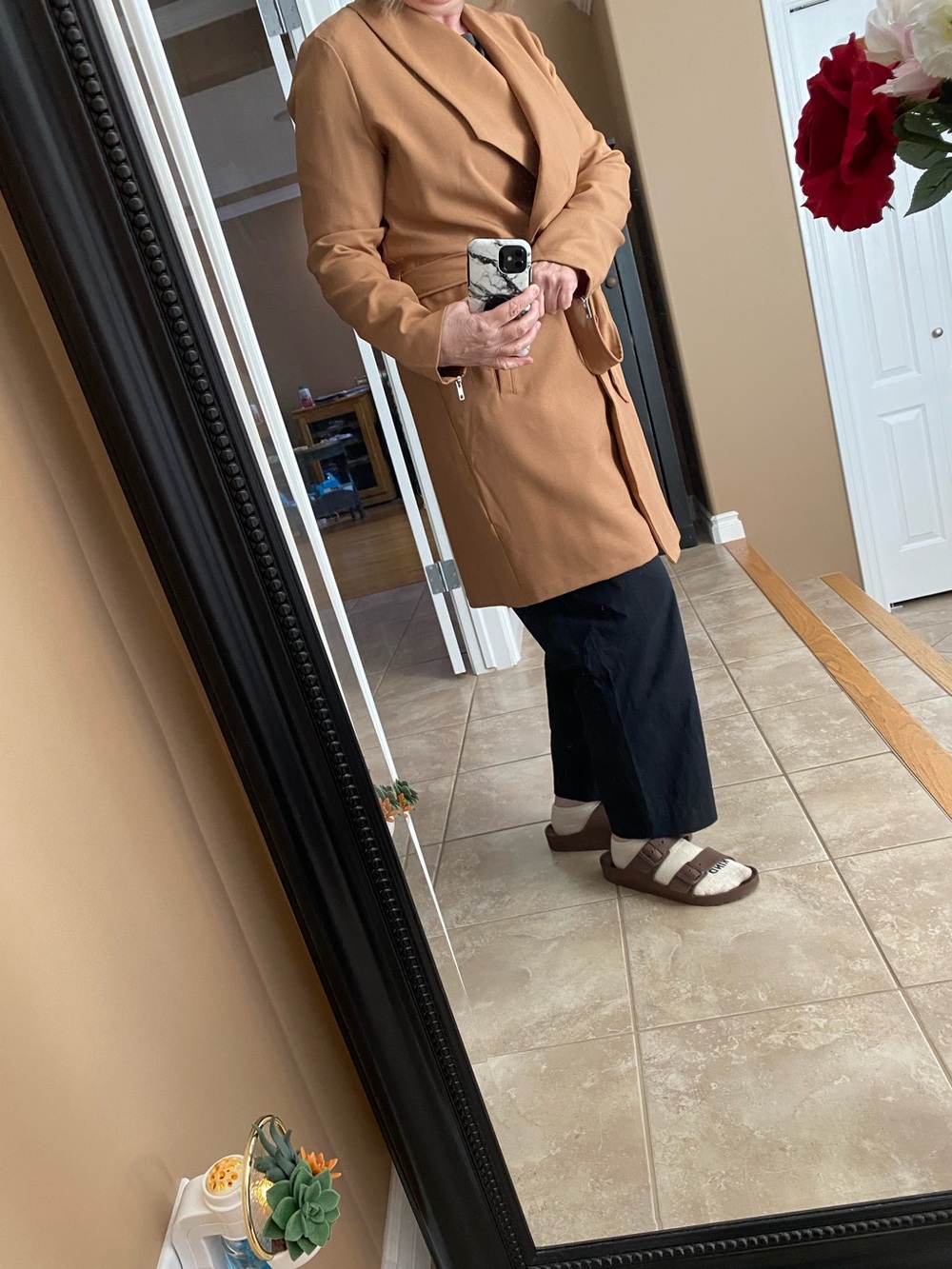New Vera Moda Camel Trench Coat Size L
Belted Blazer Jacket Lightweight